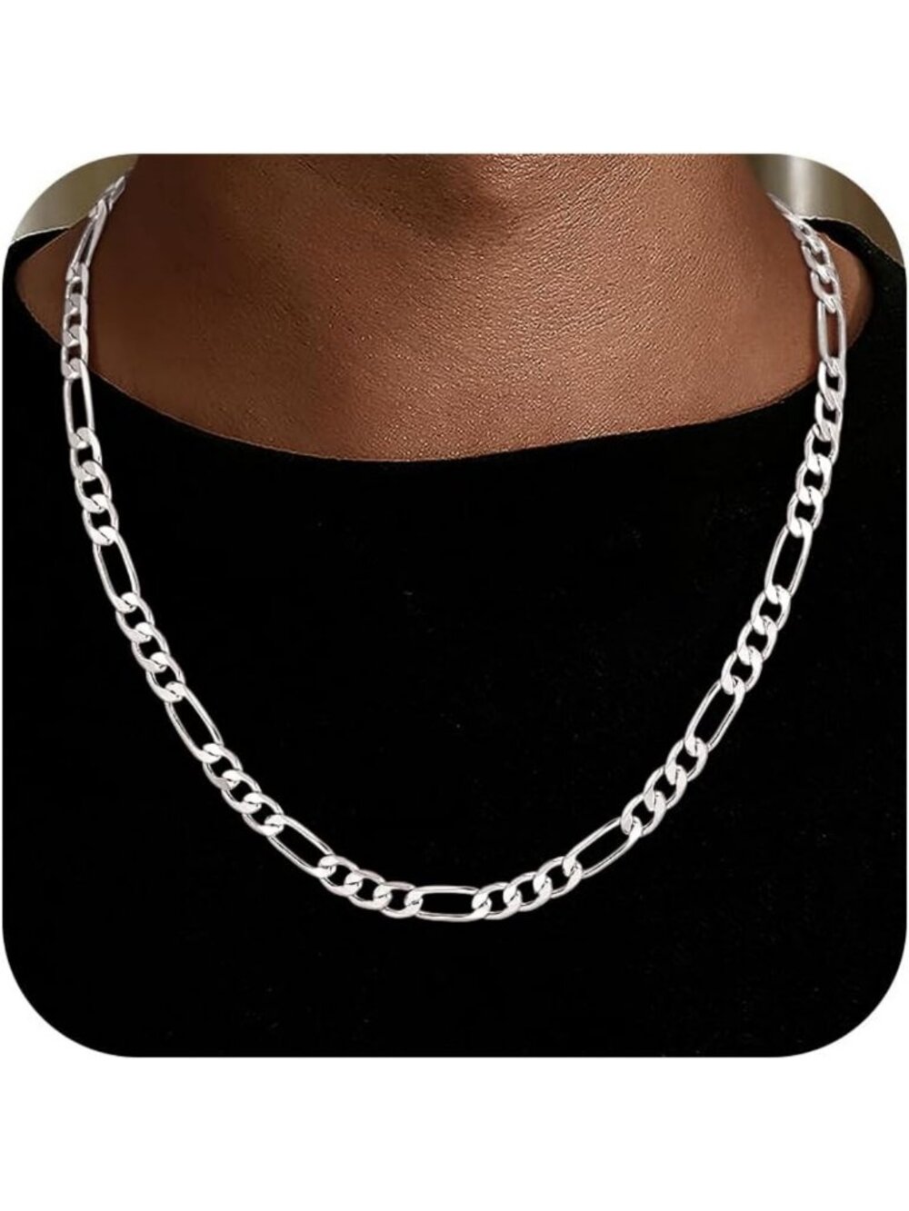 Stylish 925 Sterling Silver Figaro Chain Necklace for Men - Durable & Elegant